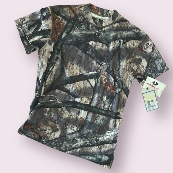 NWT Russell Outdoors Mossy Oak Camo Vaportec SS Tee Mock Neck Size Medium - Picture 1 of 8